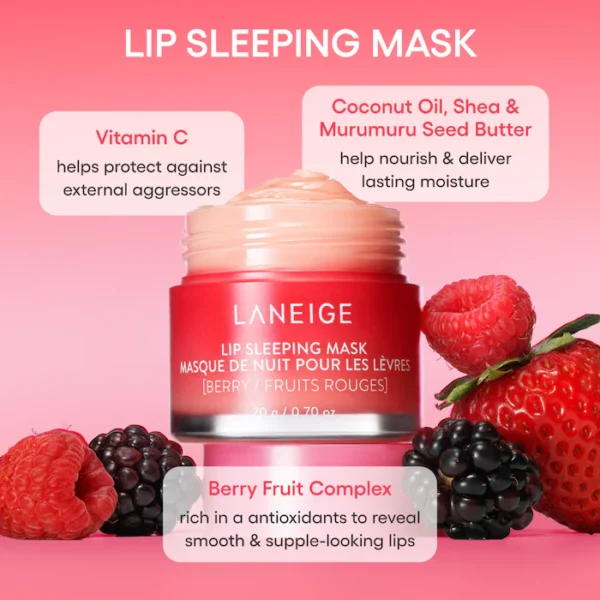LANEIGE - Lip Sleeping Mask Intense Hydration with Vitamin C Berry 0.7 oz / 20 g LANEIGE Lip Sleeping Mask Intense Hydration with Vitamin C