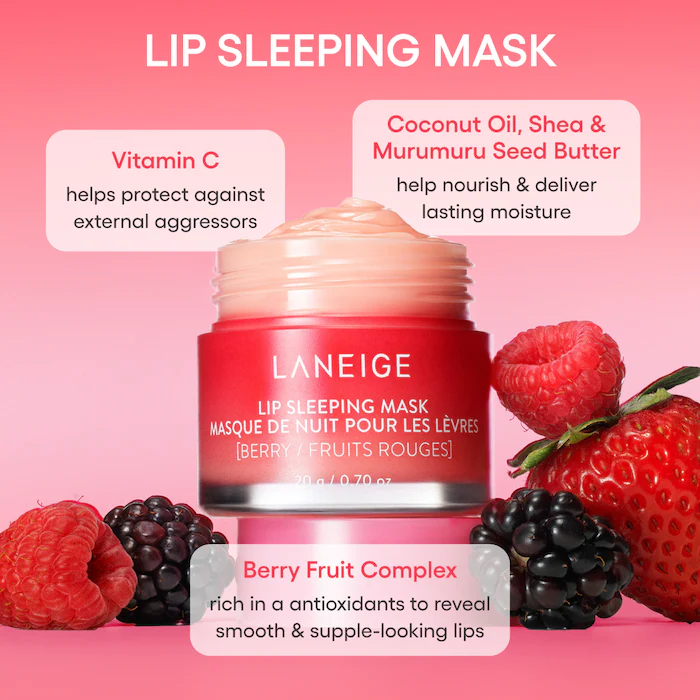 LANEIGE - Lip Sleeping Mask Intense Hydration with Vitamin C Berry 0.7 oz / 20 g LANEIGE Lip Sleeping Mask Intense Hydration with Vitamin C
